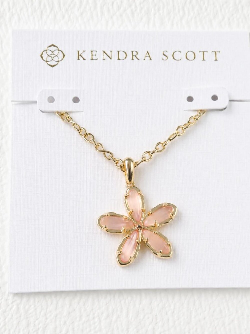 Kendra Scott Kyla Pink Cat's Eye Glass Gold Necklace NEW